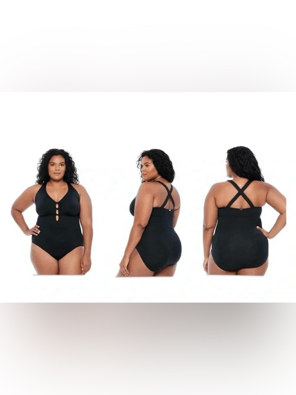 Lauren Ralph Lauren Plus Size Beach Club Plunge One Piece Swimsuit Size 18W